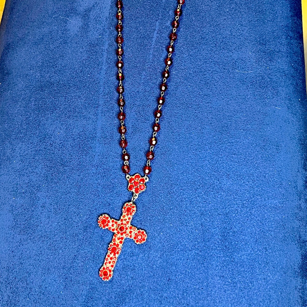 Red Crystal cross necklace